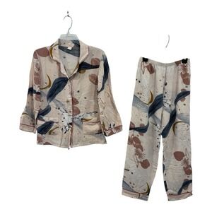 Elegant Abstract Print Women's Pajama Set